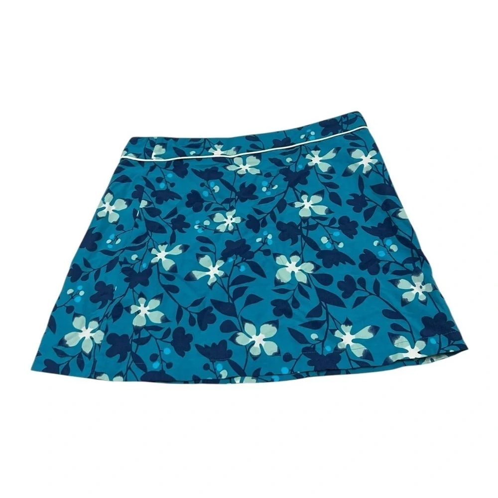 Patagonia Button Out Boardie Wrap Skirt Women’ 8 Blue Floral Snap Button Swim